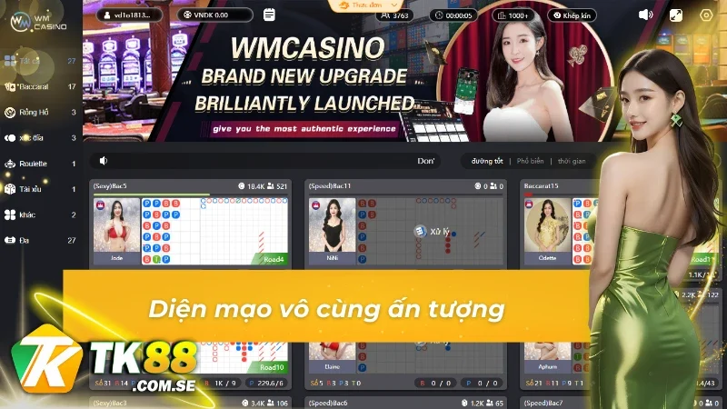 Giao diện sang trọng và ấn tượng của sảnh WM tại tk88